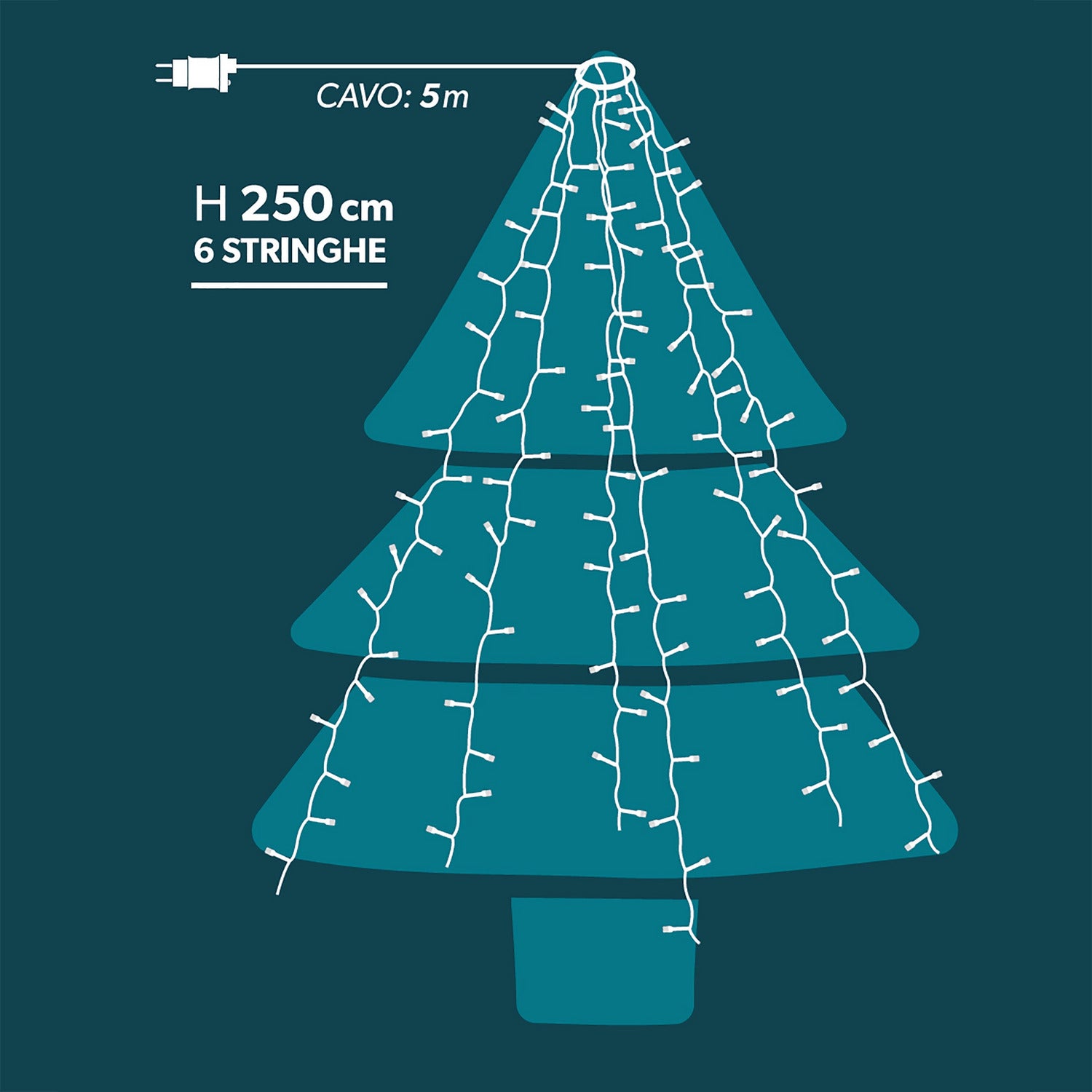 DICTROLUX - Mantello Luminoso per Albero 300 LED Bianco Freddo